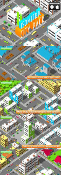 低多边形的城市3D Unity 组件库下载(unitypackage)