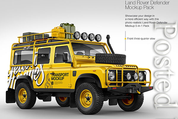路虎 Land Rover Defender 越野车汽车车贴样机下载（PSD）