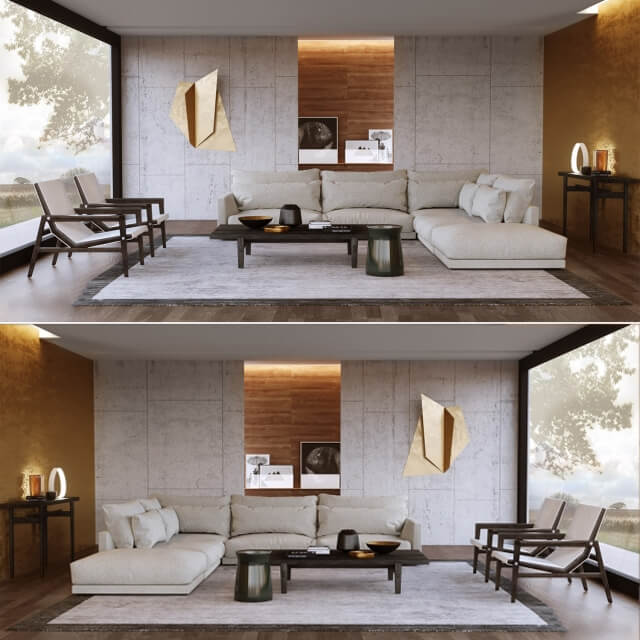 客厅沙发区家具组合3D模型（OBJ,FBX,MAX）