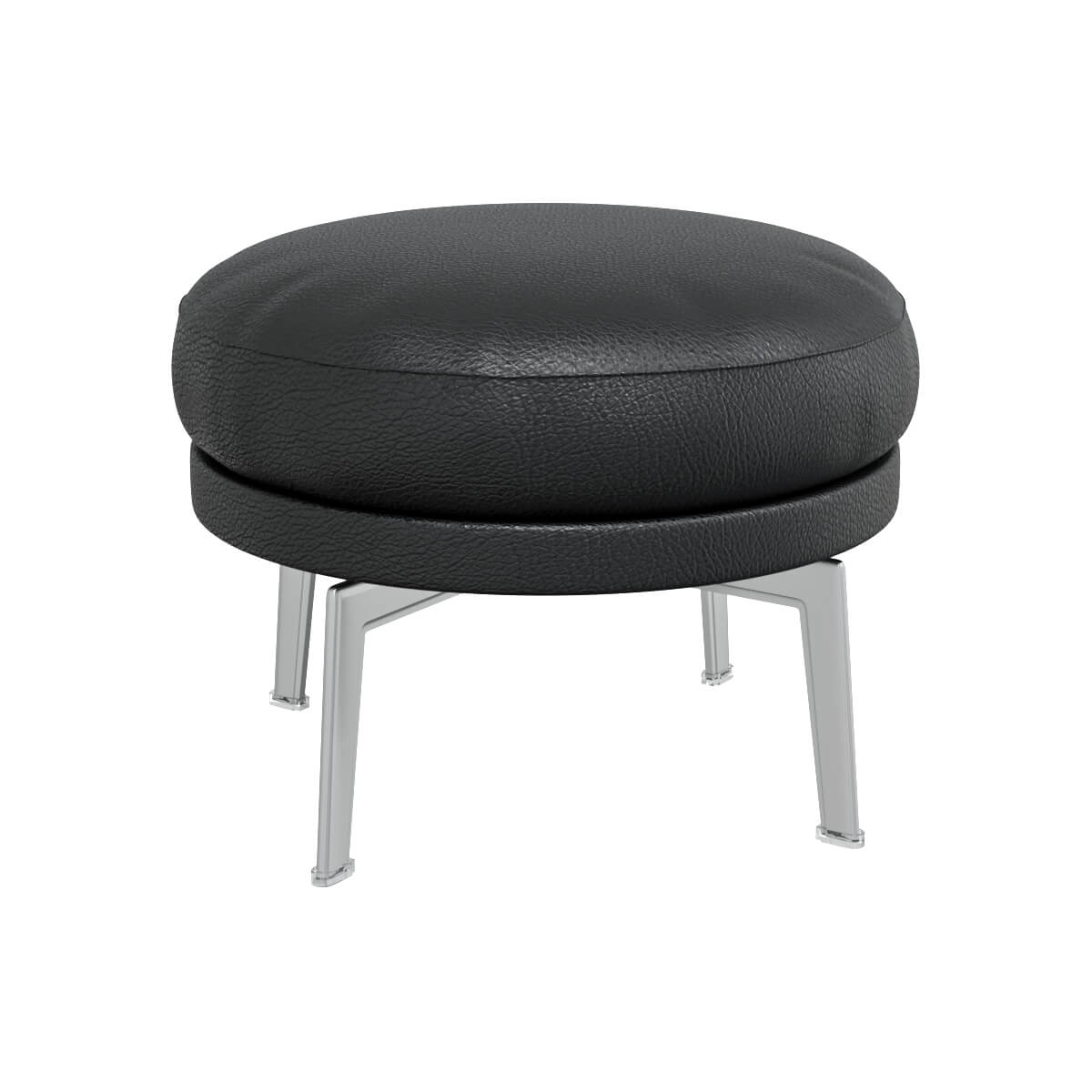 黑色矮脚皮革沙发凳3D模型（OBJ,FBX,MAX）