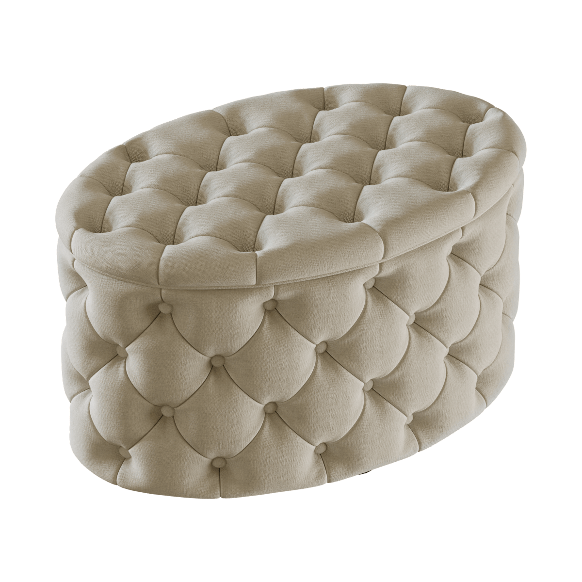 米色椭圆形布艺沙发凳3D模型（OBJ,FBX,MAX）
