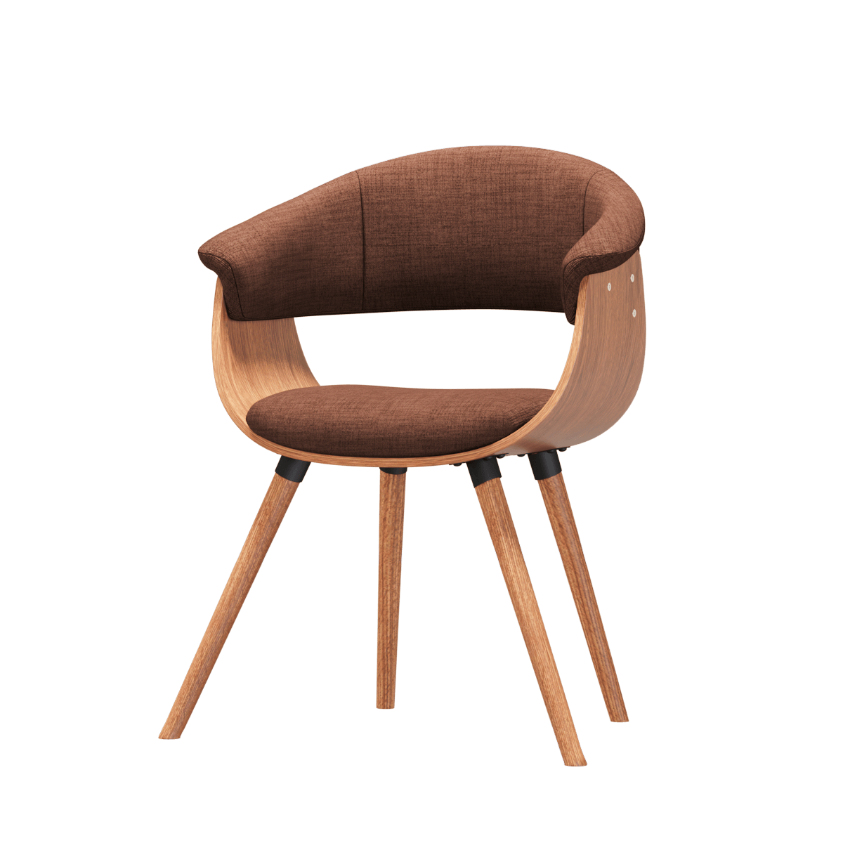 棕色软垫实木扶手椅3D模型（OBJ,FBX,MAX）