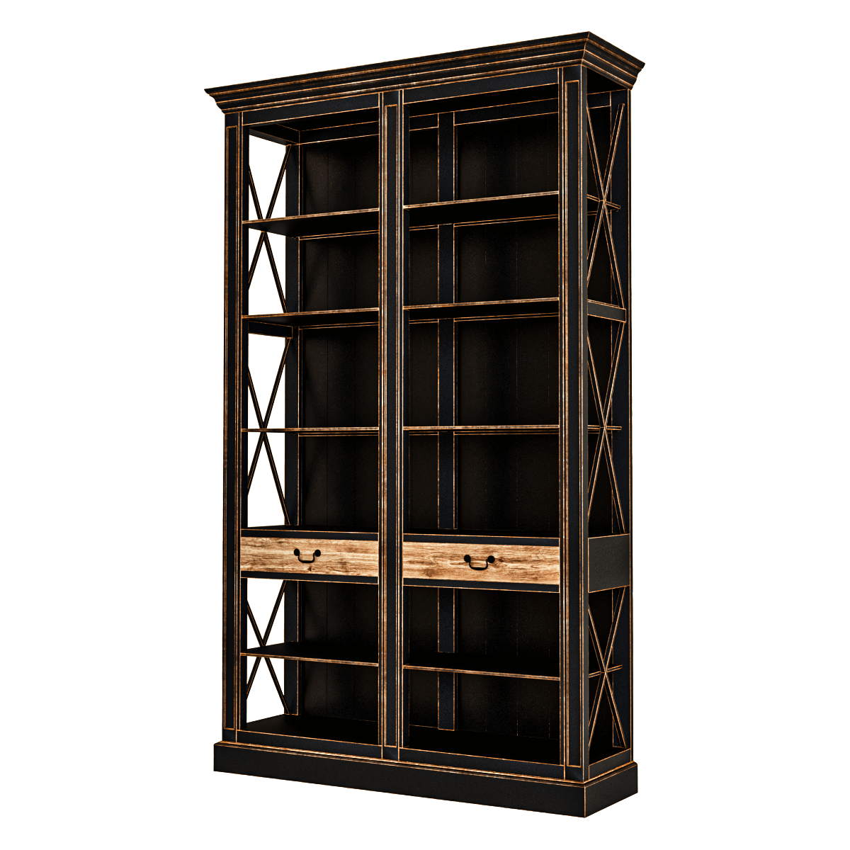 黑色实木书柜3D模型（OBJ,FBX,MAX）