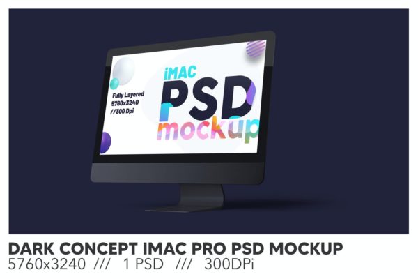 黑色概念iMac Pro电脑模型(PSD)
