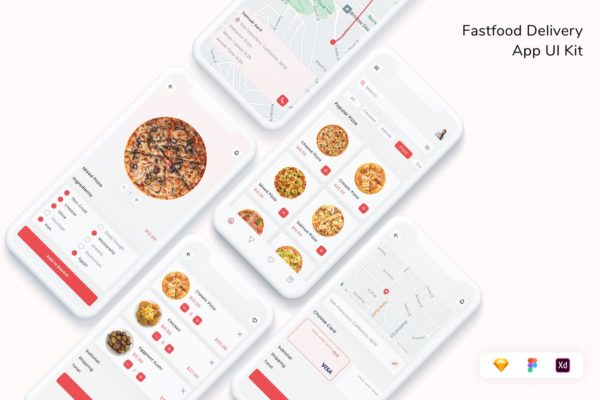 快餐配送 App UI Kit (FIG,SKETCH,XD)