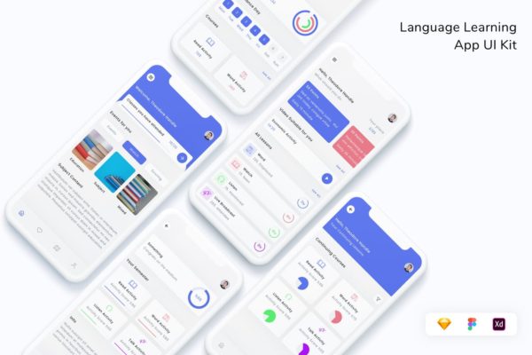 语言学习管理APP UI (FIG,SKETCH,XD)