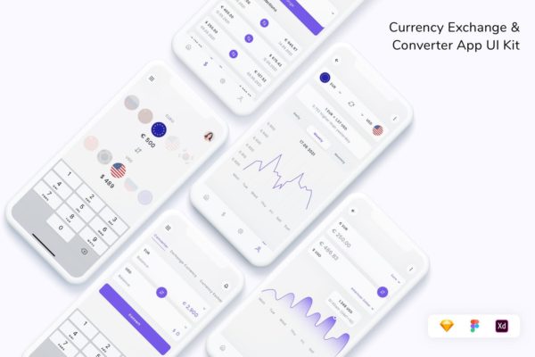 货币兑换转换App UI工具包(FIG,SKETCH,XD)