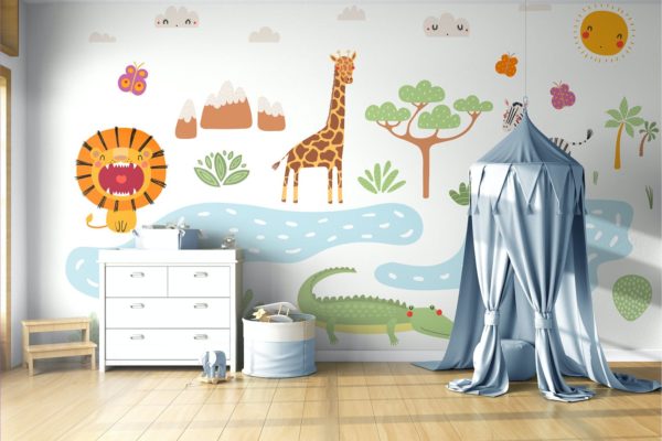 婴儿房间壁画作品展示样机 (PSD)