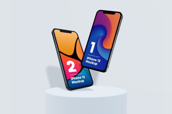 时尚高端逼真质感的iPhone 12 Pro APP UI样机展示模型mockups