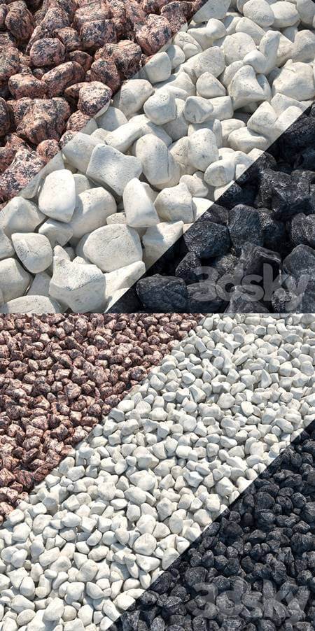砾石红色花岗岩石灰石玄武岩石块3D模型（FBX,MAX）