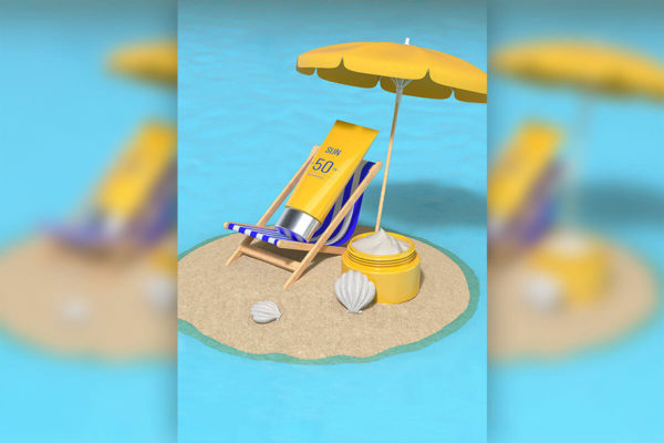 夏季沙滩防晒护肤品广告背景图素材 (jpg)