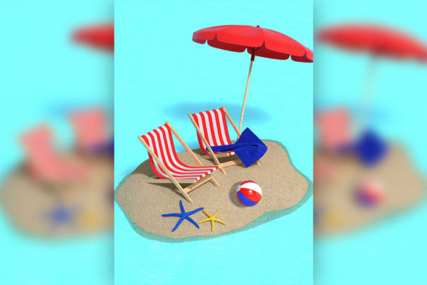 创意沙滩椅场景夏季背景图素材 (jpg)