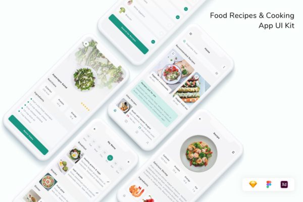 美食菜谱烹饪App UI工具包(FIG,SKETCH,XD)