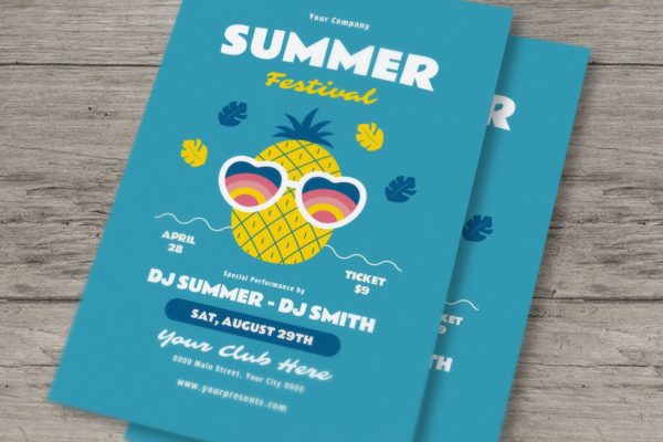 夏日暑假海报设计模板(PSD,AI)