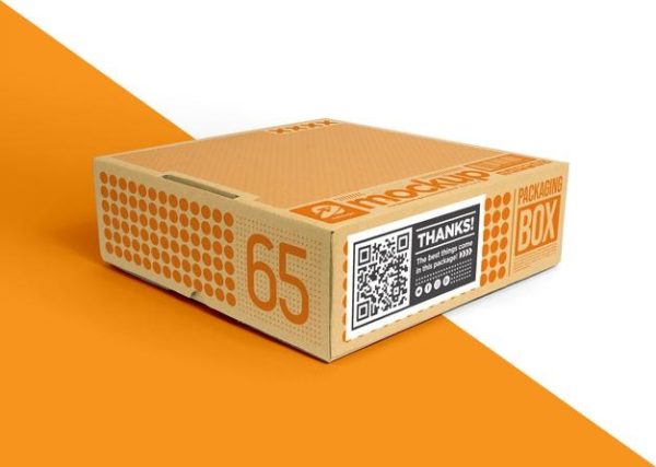 硬盒纸板箱包装标签展示样机[PSD]