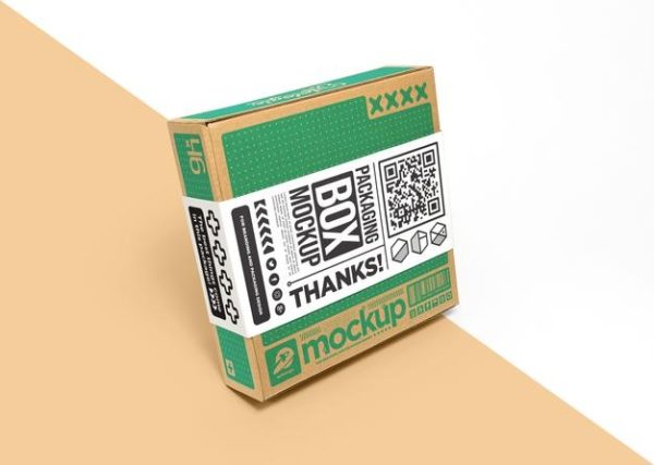 纸盒纸箱包装标签设计样机[psd]