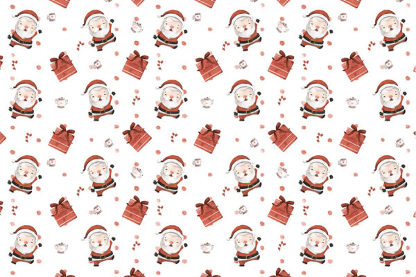 甜蜜的圣诞水彩剪贴画卡通圣诞老人。 (AI,EPS,FIG,JPG,PDF,PNG,PSD,SKETCH,SVG,AFDESIGN)