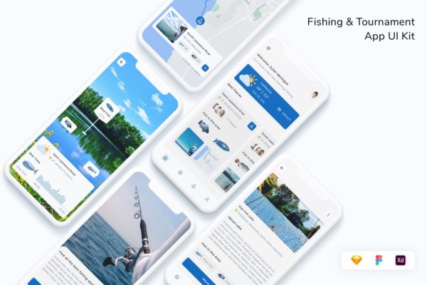 钓鱼比赛App UI Kit (FIG,SKETCH,XD)