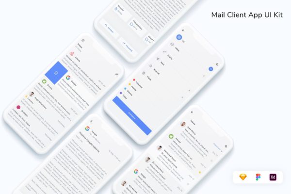 邮件客户端 App UI Kit (FIG,SKETCH,XD)