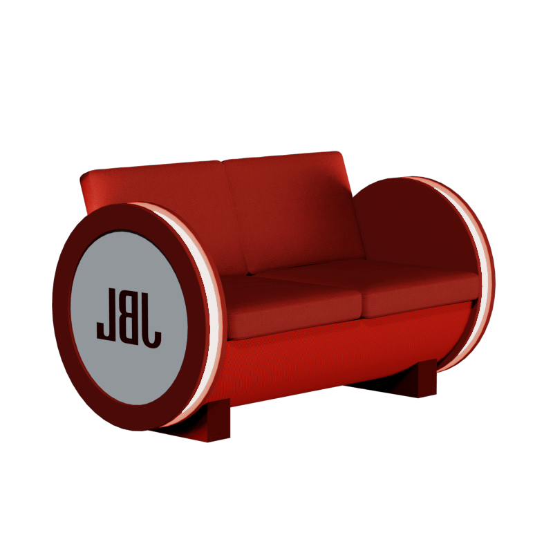 圆形带灯扶手红色双人沙发3D模型（OBJ,FBX,MAX）