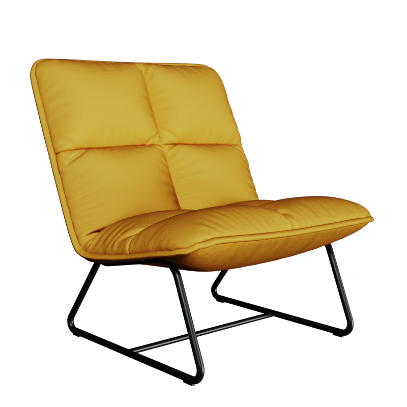 橙色单人柔软布艺沙发椅3D模型（OBJ,FBX,MAX）
