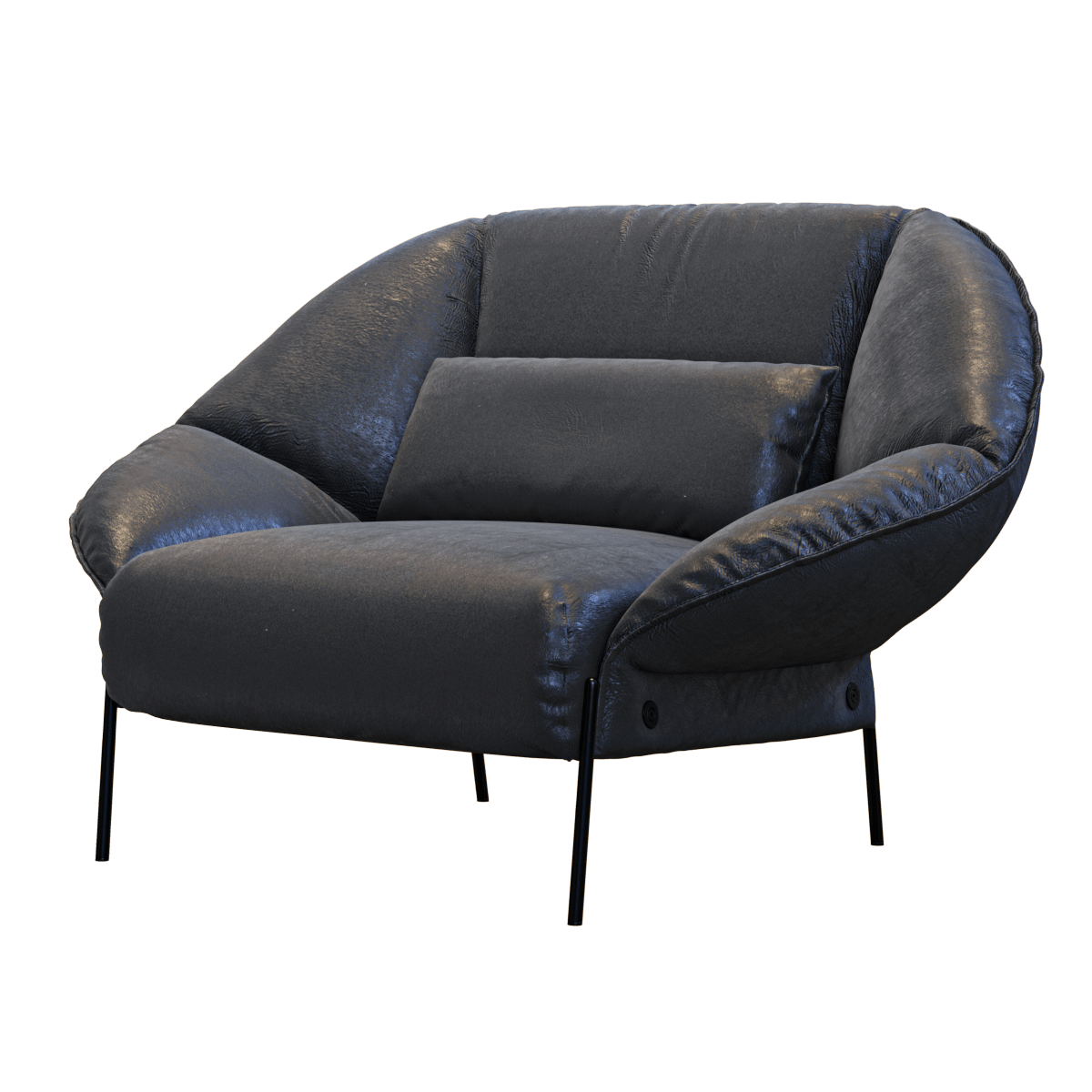 单人黑色皮革茧形沙发椅3D模型（OBJ,FBX,MAX）