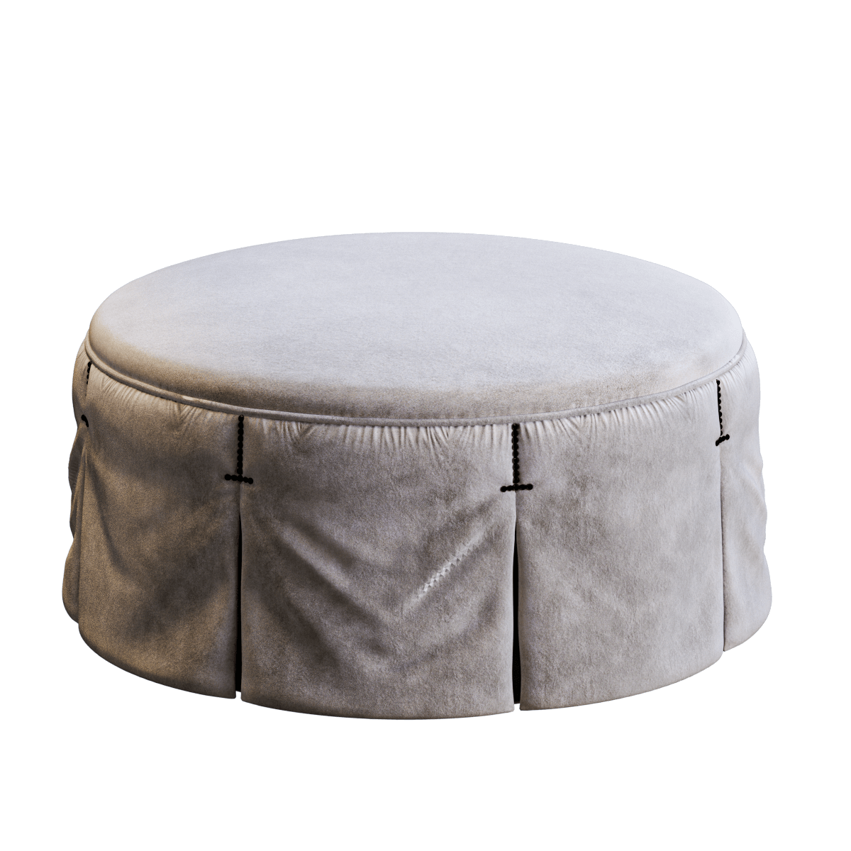 圆形灰色布艺矮沙发凳3D模型（OBJ,FBX,MAX）