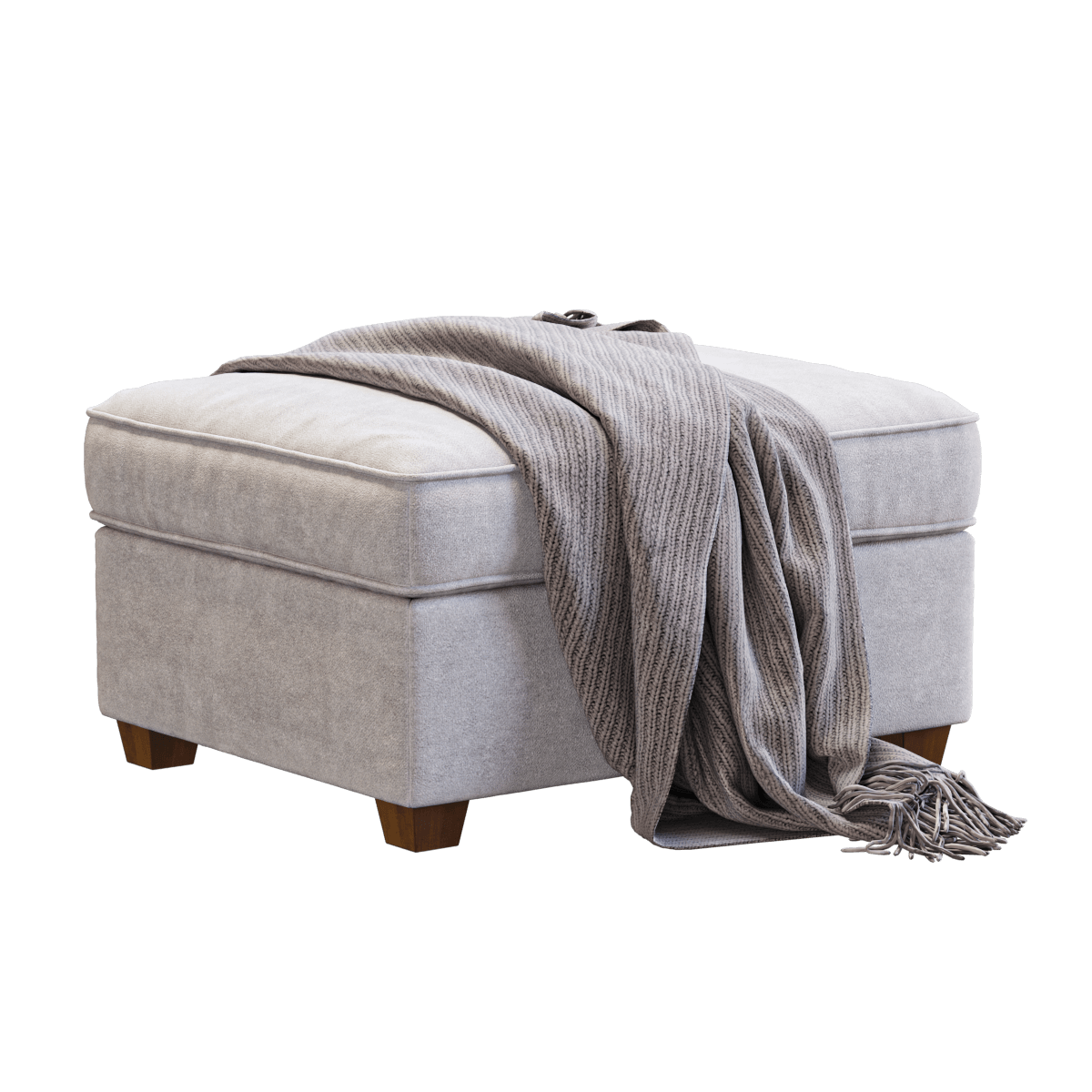 浅灰色方形布艺沙发凳3D模型（OBJ,FBX,MAX）