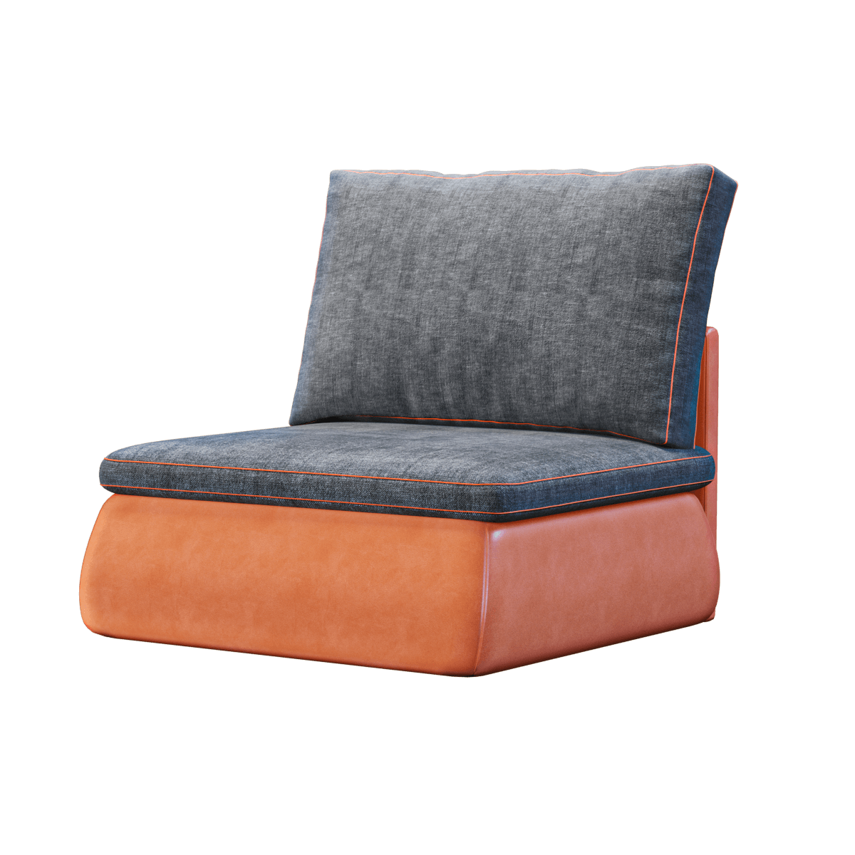 皮革和布艺双层材质无扶手单人沙发3D模型（OBJ,FBX,MAX）