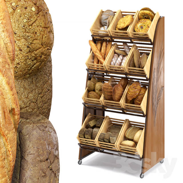 面包与面包架3D模型套装下载（FBX,MAX）