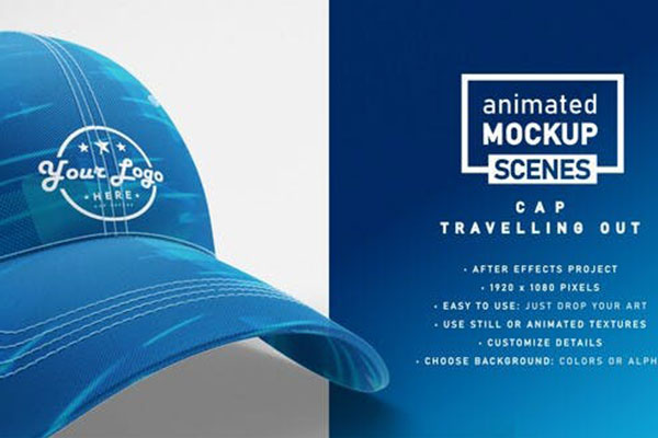 旅行帽子品牌设计动画样机场景视频AE模板 [aep]
