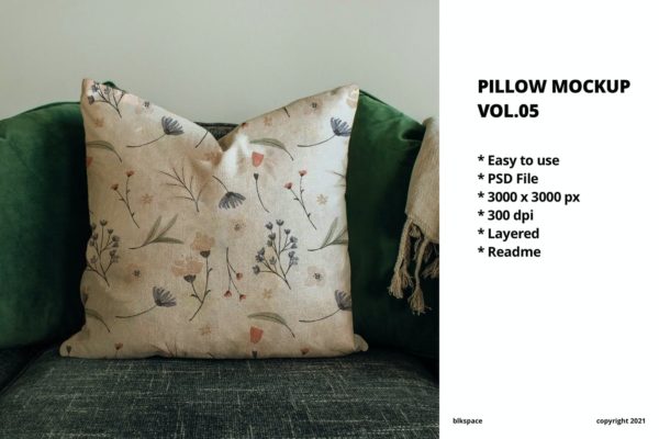 布料枕头图案设计样机 (PSD)