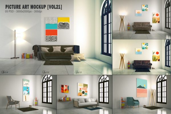 艺术绘画墙面设计模型 [Vol 21] (PSD)