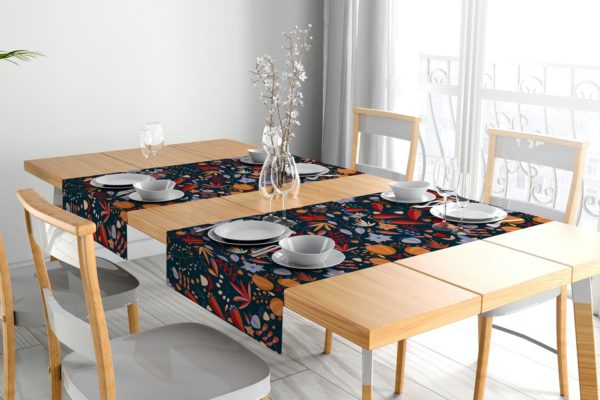 餐桌桌布装饰图案设计样机 (PSD)
