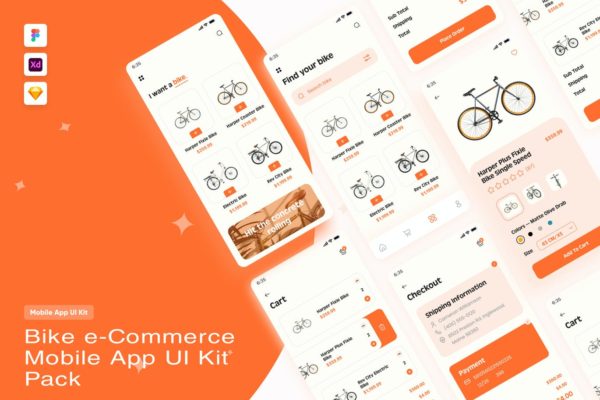 自行车电商线上购买App UI Kit (FIG,SKETCH,XD)