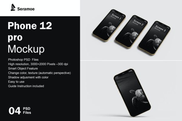 iPhone 12 pro 多角度手机样机下载 (PDF,PSD)