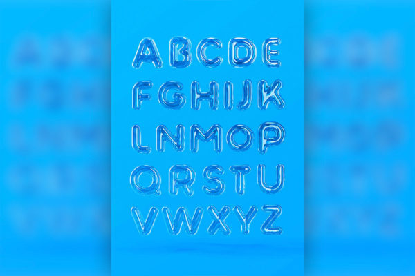 A-Z大写字母透明气泡背景图片素材 (jpg)
