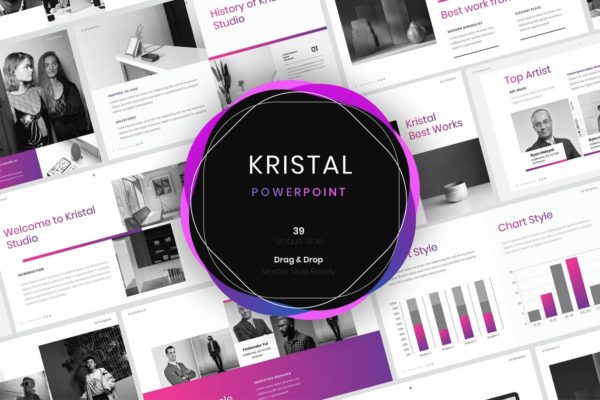 Kristal – 现代时尚家居品牌商务PPT模板(PPTX)