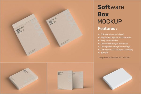 高品质的软件盒包装设计VI设计样机展示模型mockups