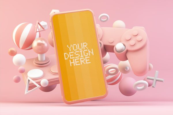 粉色主题手机电子游戏模型