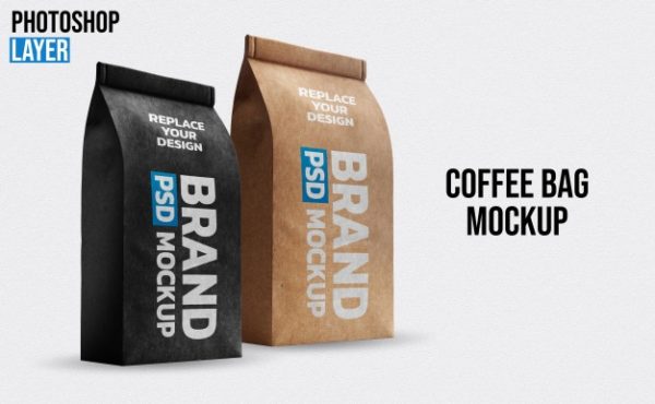 纸咖啡袋品牌包装样机设计模板[psd]