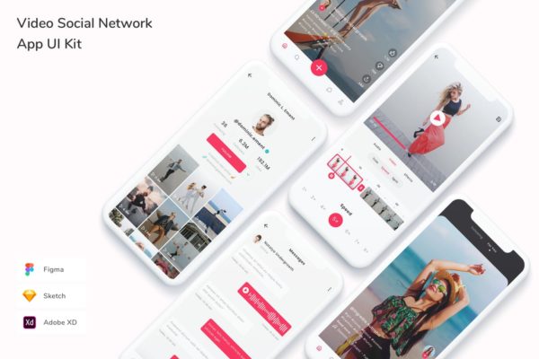 视频社交网络App UI工具包(FIG,SKETCH,XD)