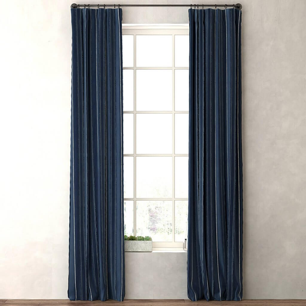 地中海风格蓝色条纹遮光布卧室客厅窗帘窗纱定做包邮#时尚分割_妈咪窗帘铺