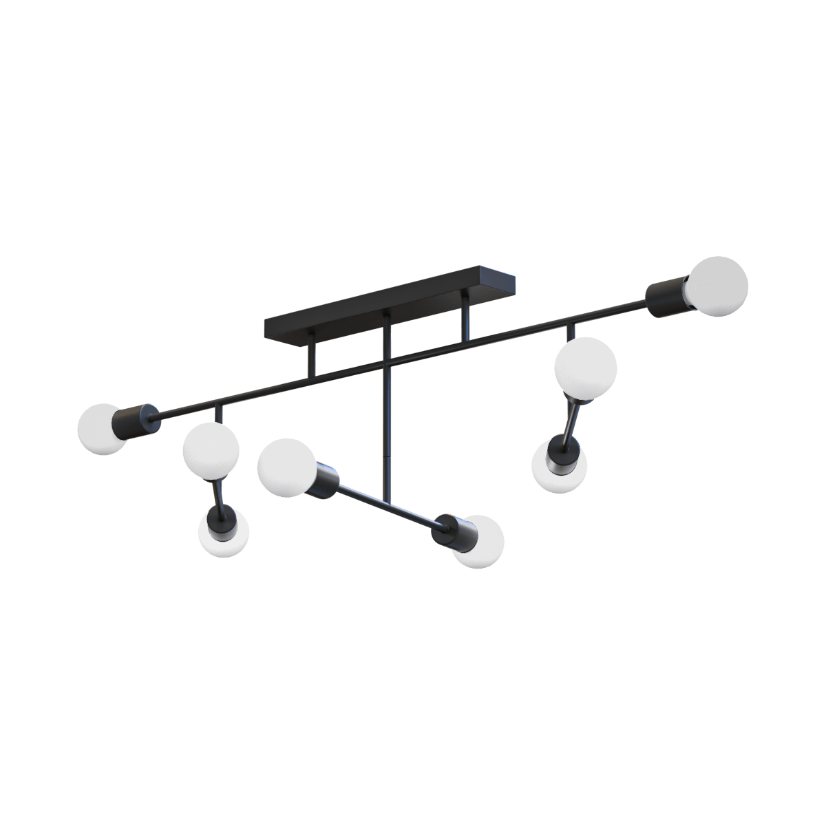 Eglo Belsiana黑色金属支架多盏白色灯泡组合吸顶灯3D模型（OBJ,FBX,MAX）