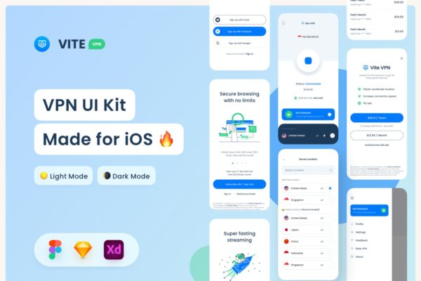 快速上网加速工具 App UI KIT (SKETCH,FIG,PSD)