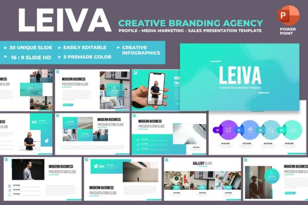 Leiva – 创意品牌机构PPT演示模板(PPTX)