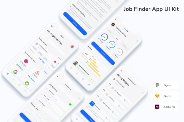 找工作 App UI Kit (FIG,SKETCH,XD)