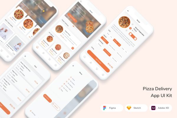 披萨外卖 App UI Kit (FIG,SKETCH,XD)