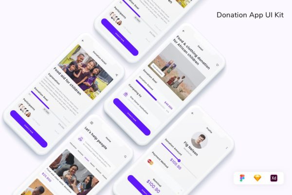 捐赠 App UI Kit (FIG,SKETCH,XD)