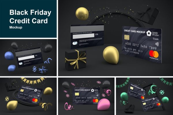 黑五主题信用卡设计样机Black Friday Credit Card (PSD)